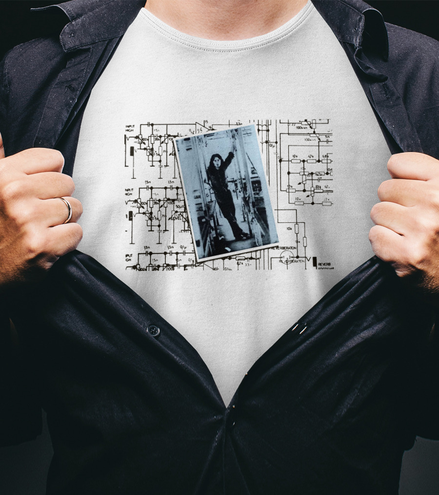 Vintage Circuitry And Black And White Photo Collage T-Shirt