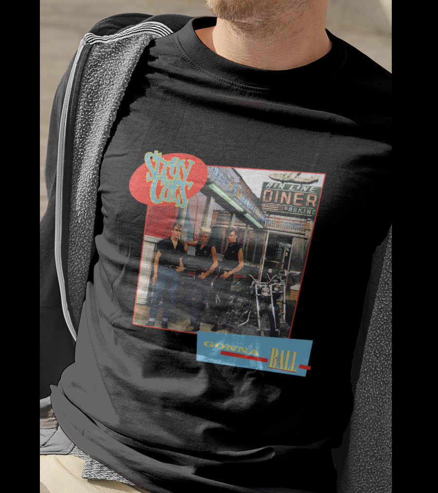 Stray Cats Gonna Ball Fine Line Diner Parking T-Shirt
