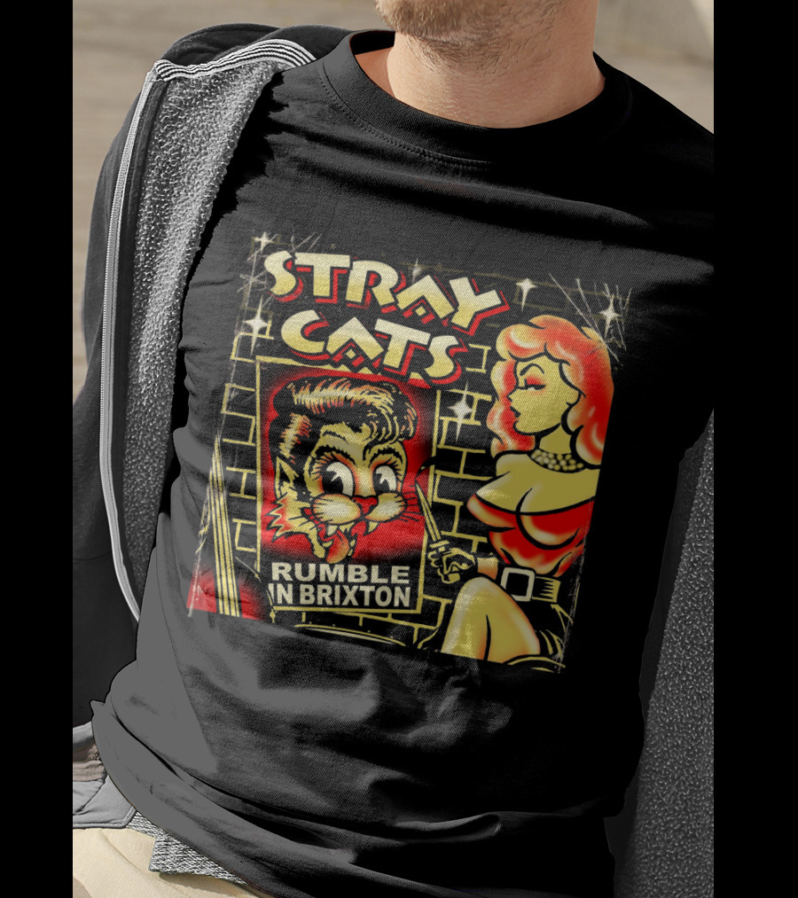 Stray Cats Rumble In Brixton Retro Style T-Shirt