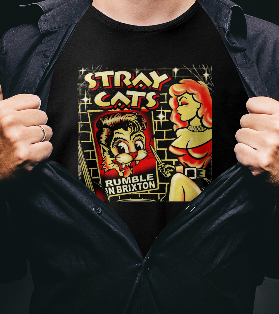 Stray Cats Rumble In Brixton Retro Style T-Shirt
