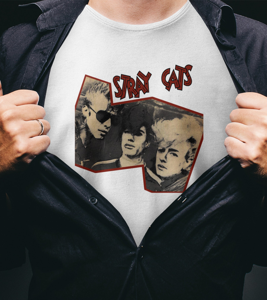 Stray Cats Rockabilly Band Vintage Photo Style T-Shirt