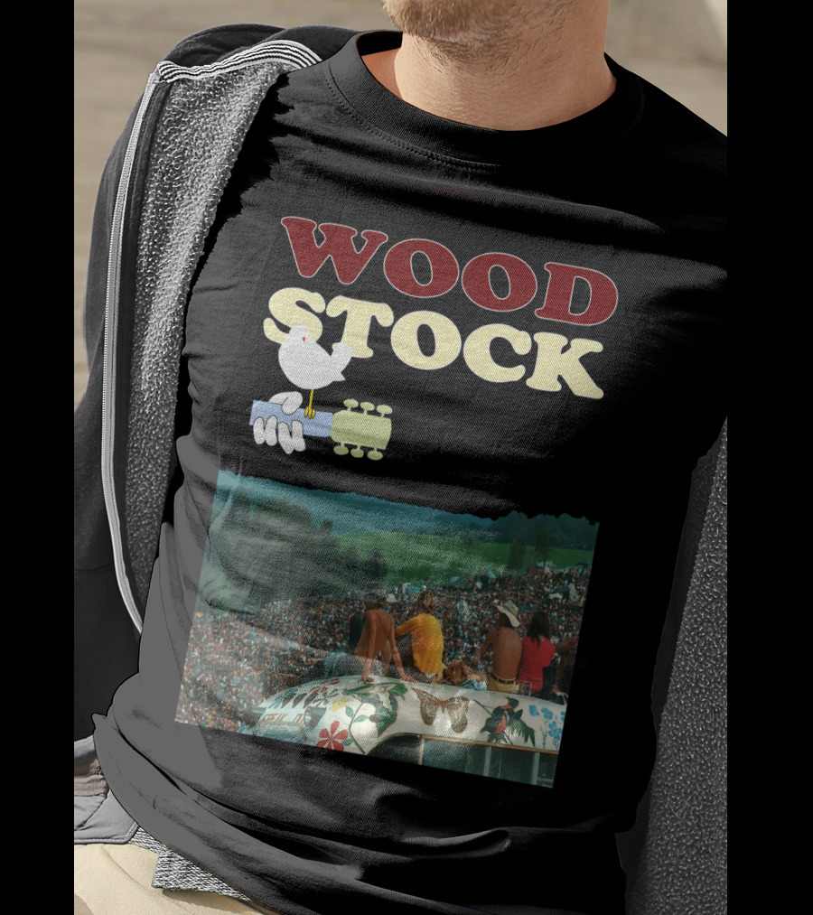 Woodstock Peace Festival Sitting On Decorated Hippie Bus T-Shirt