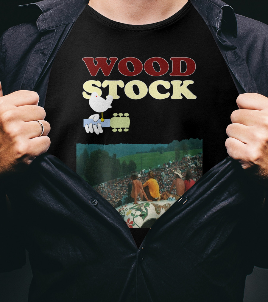 Woodstock Peace Festival Sitting On Decorated Hippie Bus T-Shirt