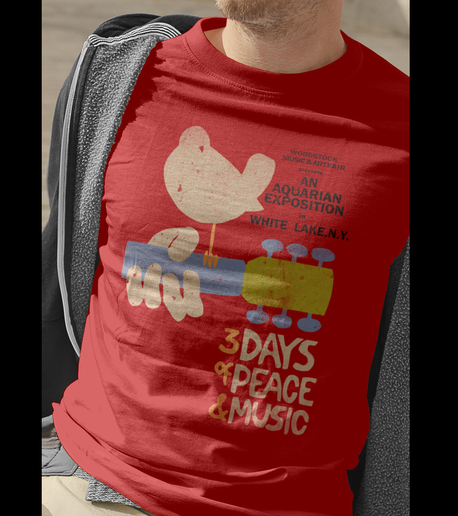 Woodstock Music & Art Fair Presents An Aquarian Exposition In White Lake N.y. 3 Days Of Peace & Music T-Shirt