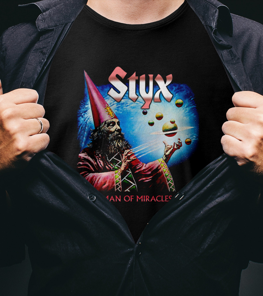 Styx Man Of Miracles Wizard Planets Retro T-Shirt