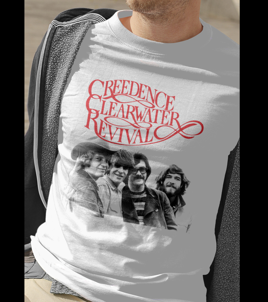 Creedence Clearwater Revival Band Photo Red T-Shirt