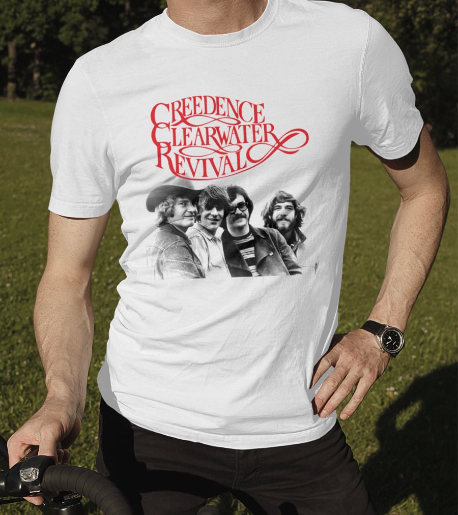 Creedence Clearwater Revival Band Photo Red T-Shirt