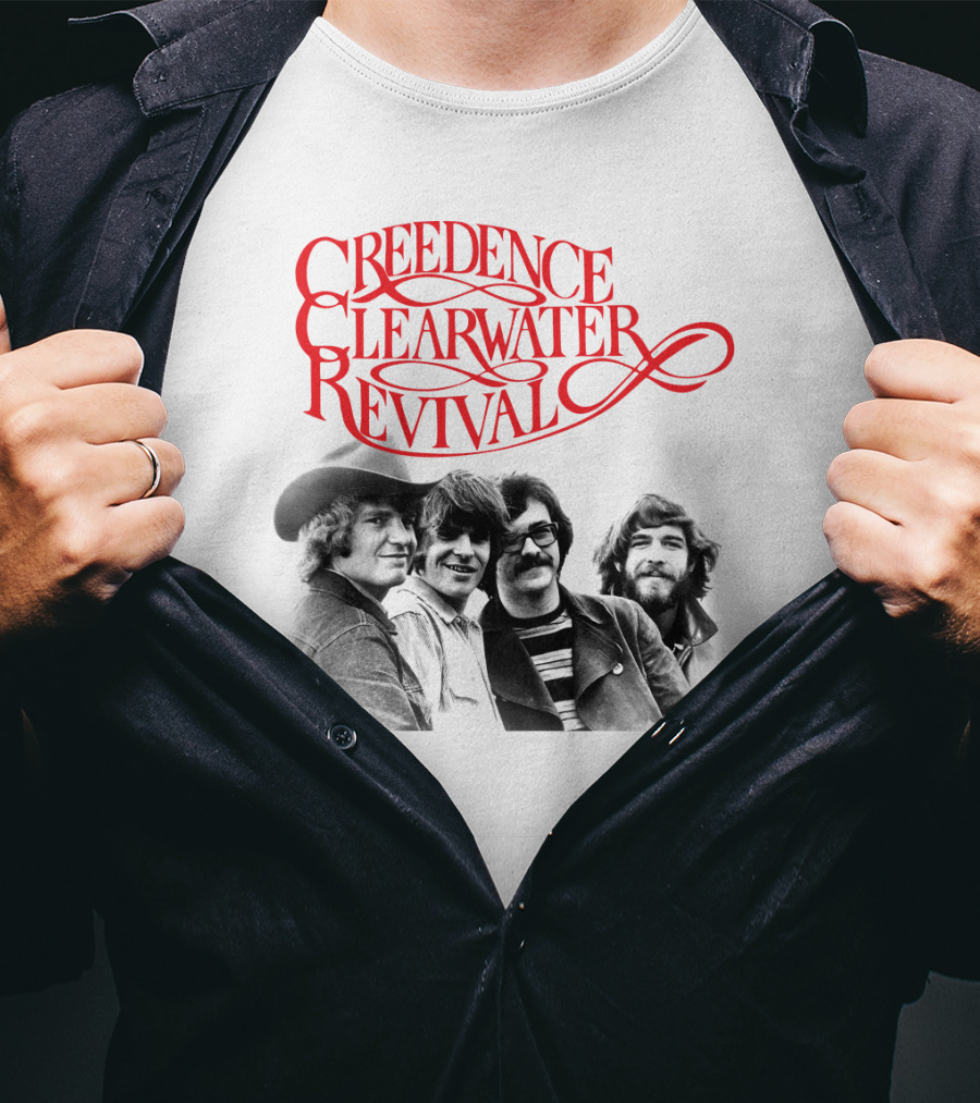 Creedence Clearwater Revival Band Photo Red T-Shirt