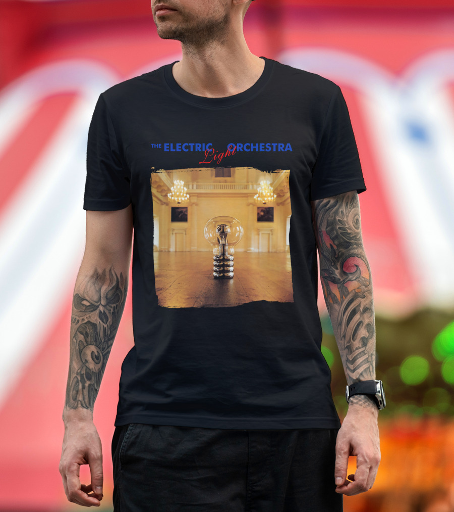 Electric Light Orchestra Lightbulb Room Chandelier Scene T-Shirt