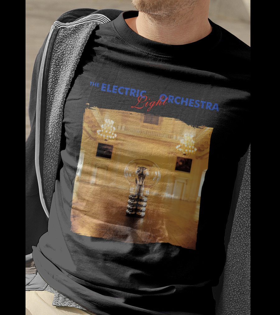 Electric Light Orchestra Lightbulb Room Chandelier Scene T-Shirt