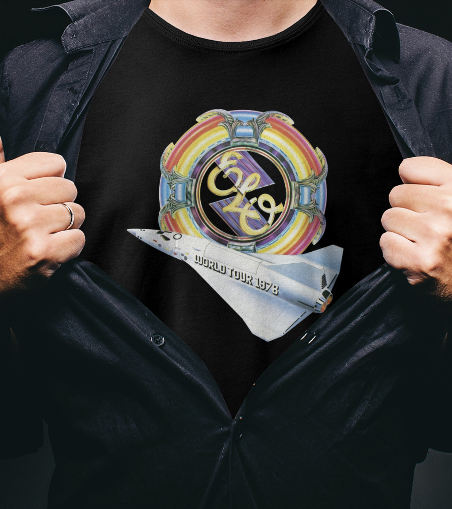 Electric Light Orchestra World Tour 1978 Logo With Spacecraft T-Shirt