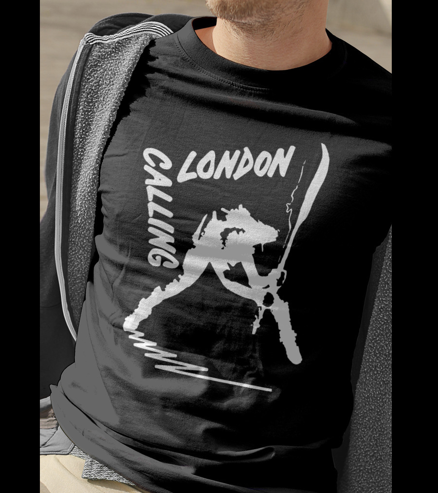 London Calling Punk Rock Guitarist Silhouette T-Shirt