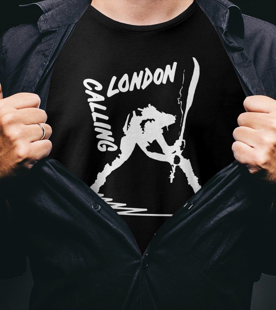 London Calling Punk Rock Guitarist Silhouette T-Shirt