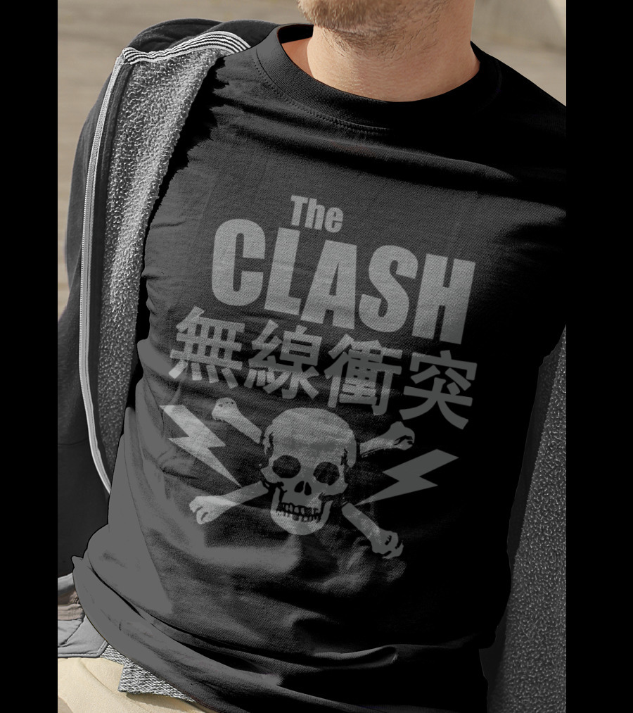 The Clash Skull Crossbones And Lightning Bolts T-Shirt