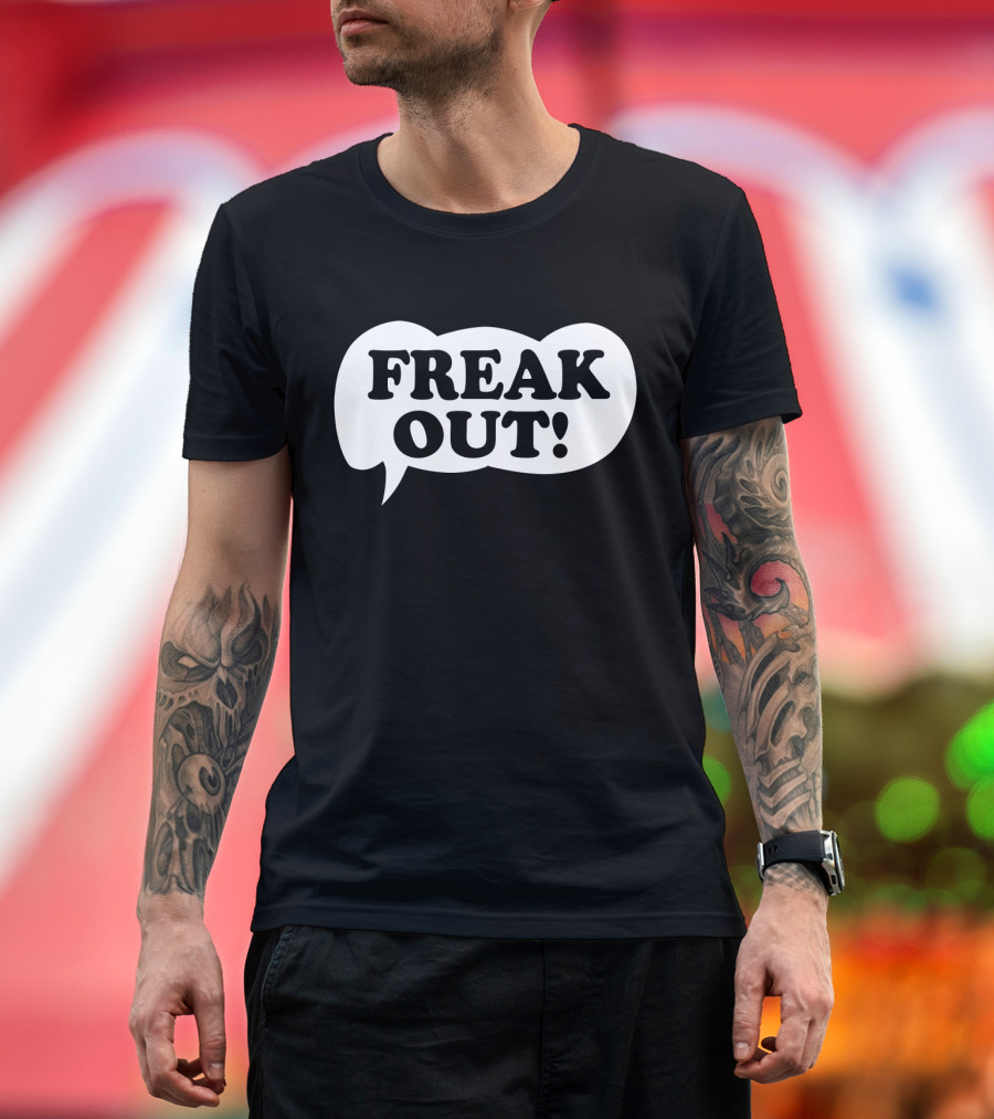 Freak Out! Speech Bubble Black Background Fzp T-Shirt