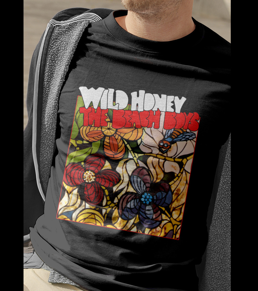 Wild Honey The Beach Boys Flowers And Bee Stained Glass Style T-Shirt