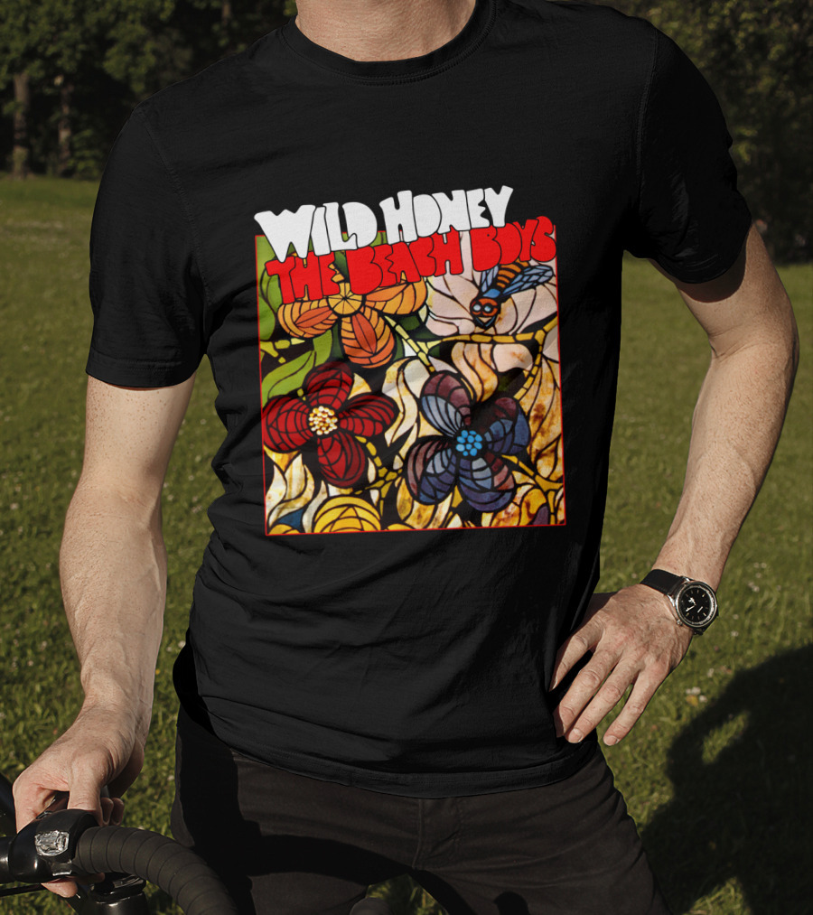 Wild Honey The Beach Boys Flowers And Bee Stained Glass Style T-Shirt