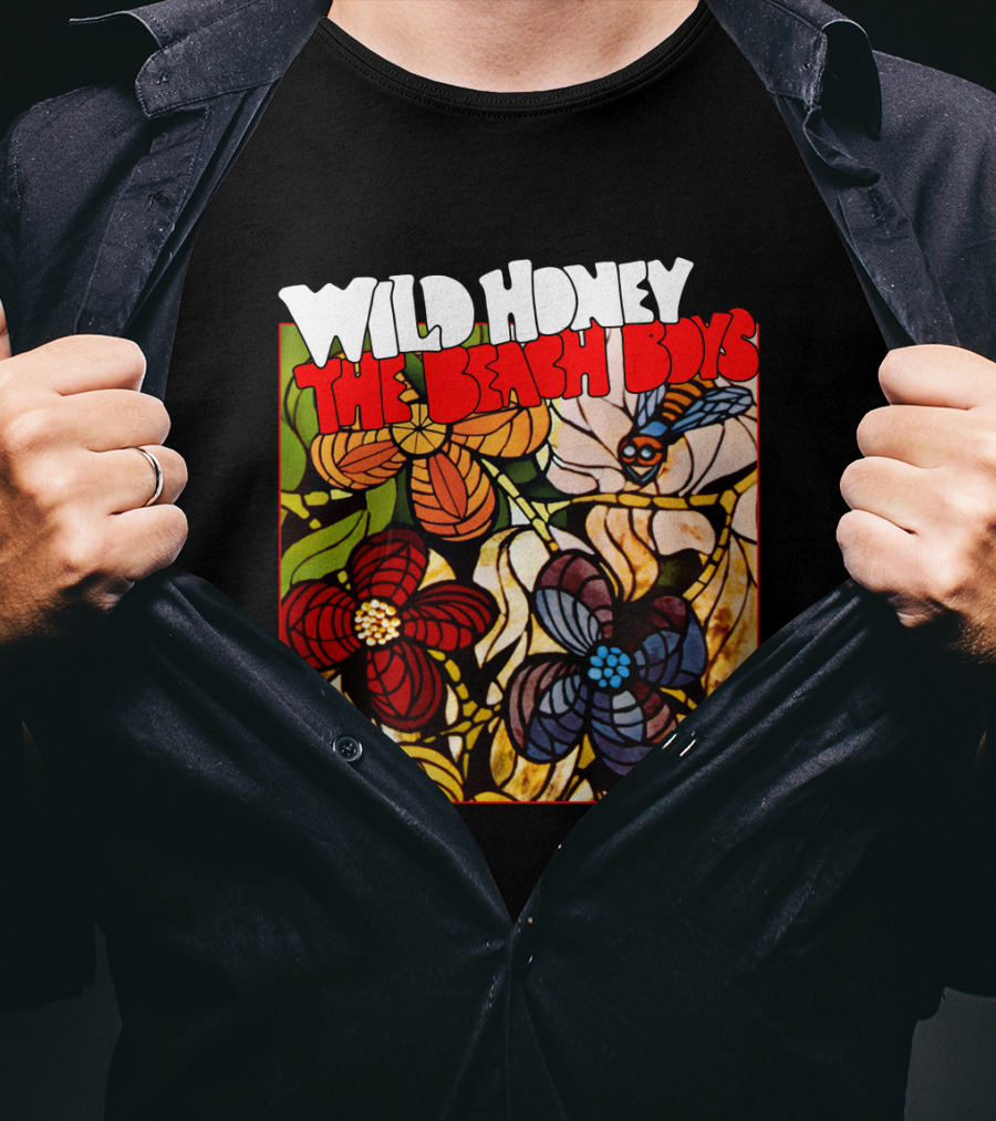 Wild Honey The Beach Boys Flowers And Bee Stained Glass Style T-Shirt