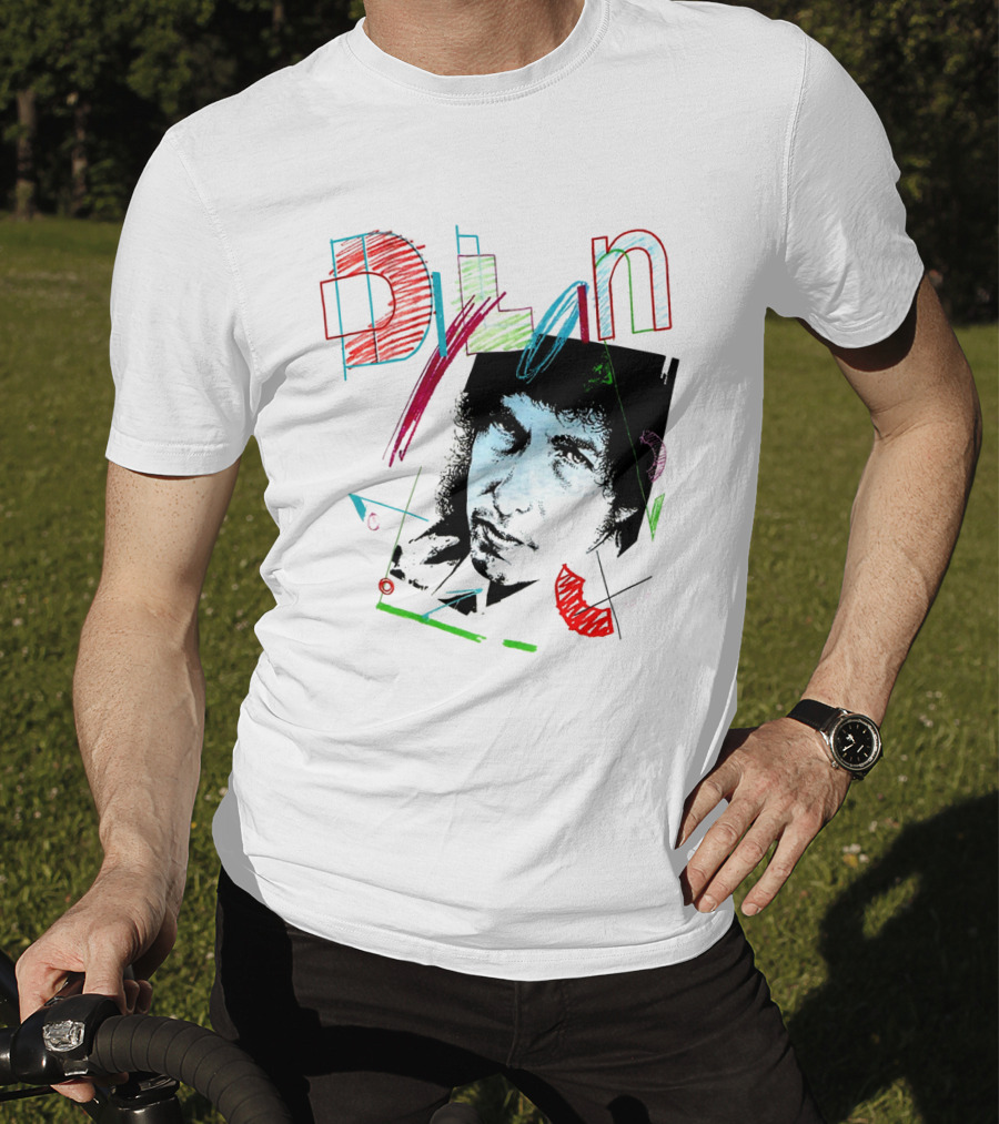 Dylan Graphic Portrait With Colorful Abstract Elements T-Shirt