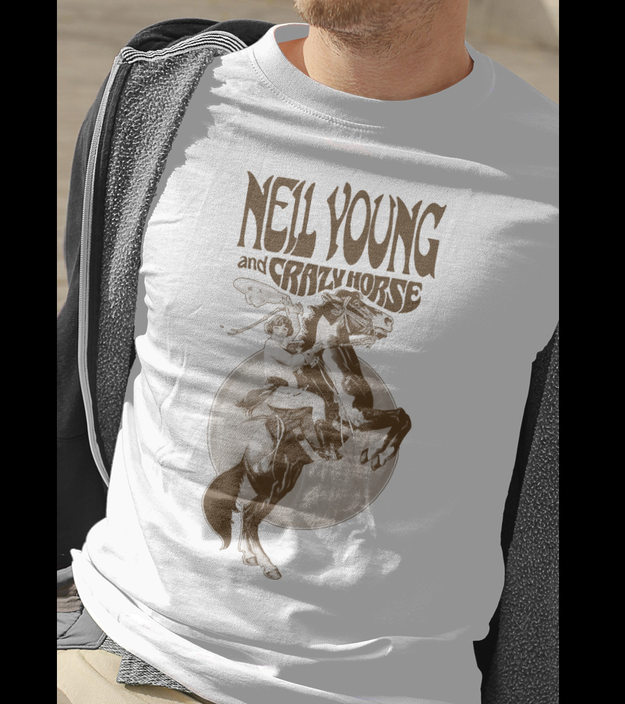 Neil Young And Crazy Horse Cowboy Rider Retro Style T-Shirt