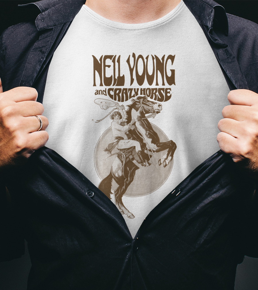 Neil Young And Crazy Horse Cowboy Rider Retro Style T-Shirt