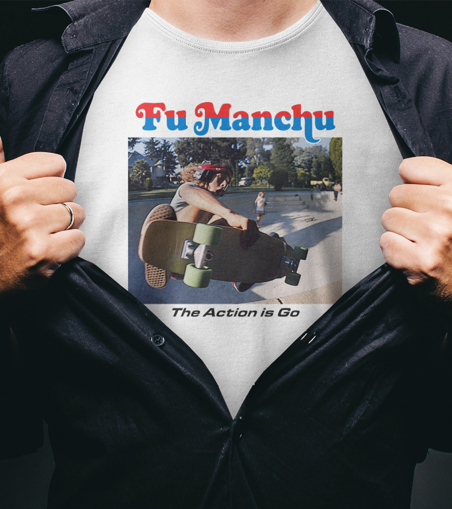 Fu Manchu The Action Is Go Skateboarding Bowl Scene T-Shirt