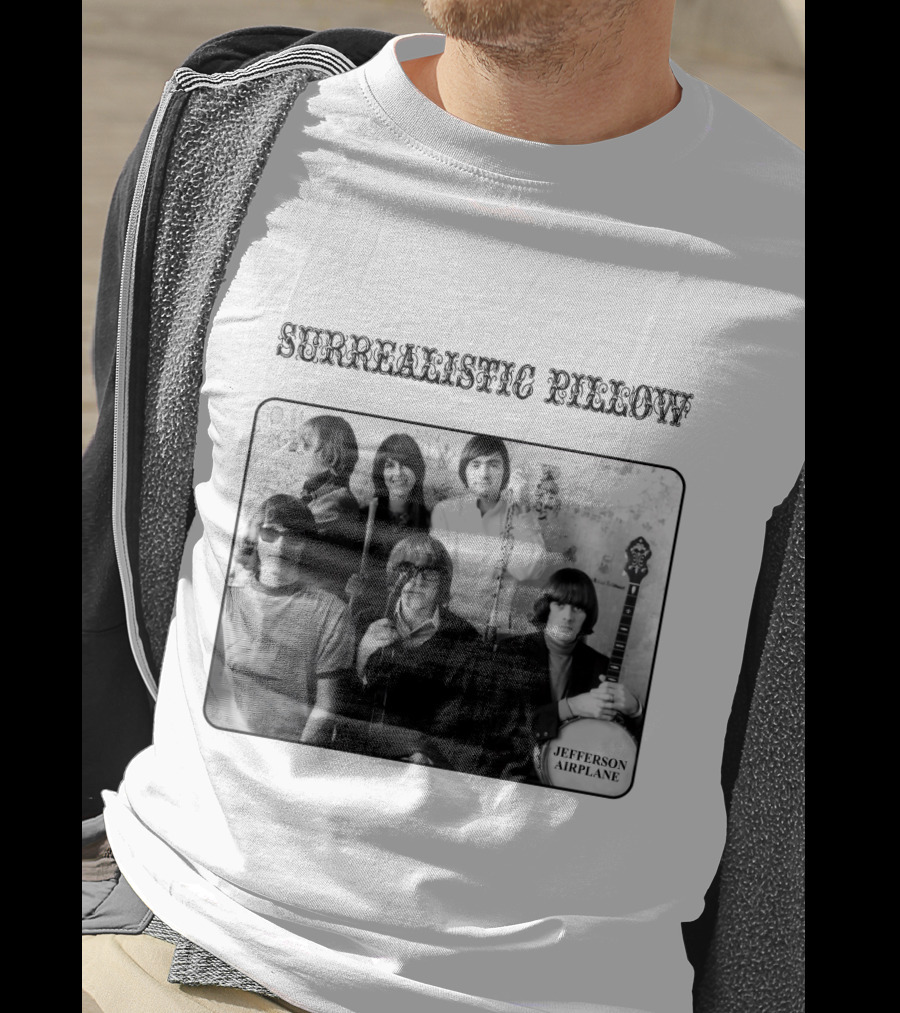 Surrealistic Pillow Jefferson Airplane Album Cover Black And White Photography T-Shirt