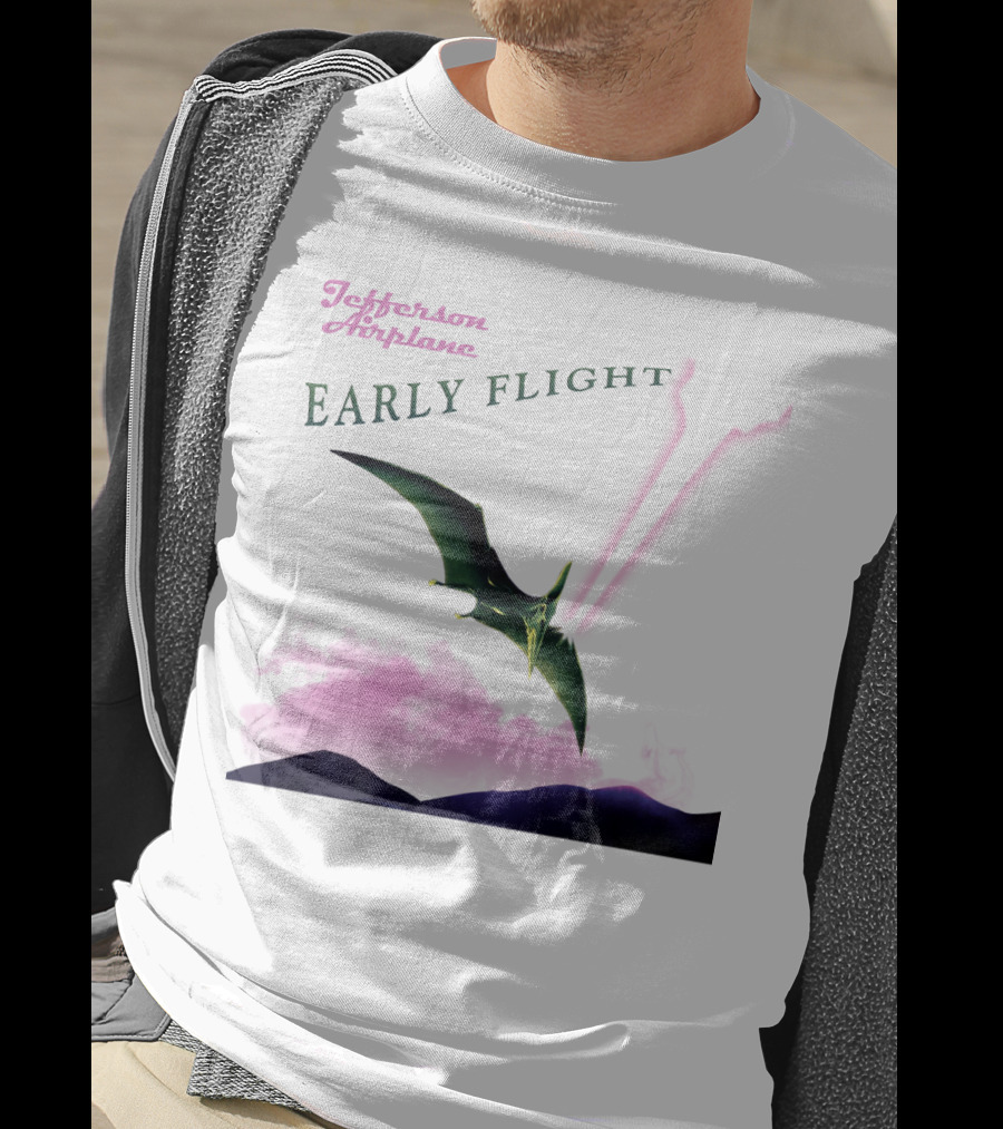 Jefferson Airplane Early Flight Pterosaur Pink Cloud T-Shirt