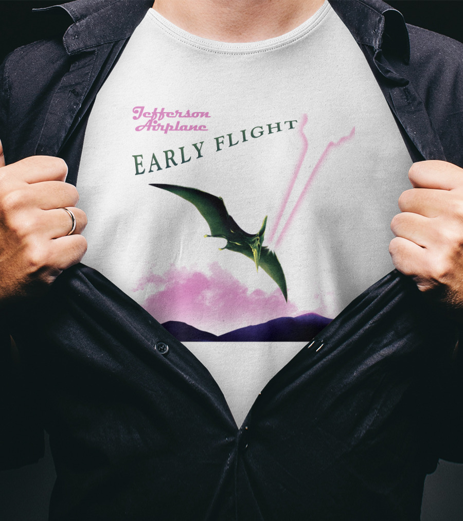 Jefferson Airplane Early Flight Pterosaur Pink Cloud T-Shirt
