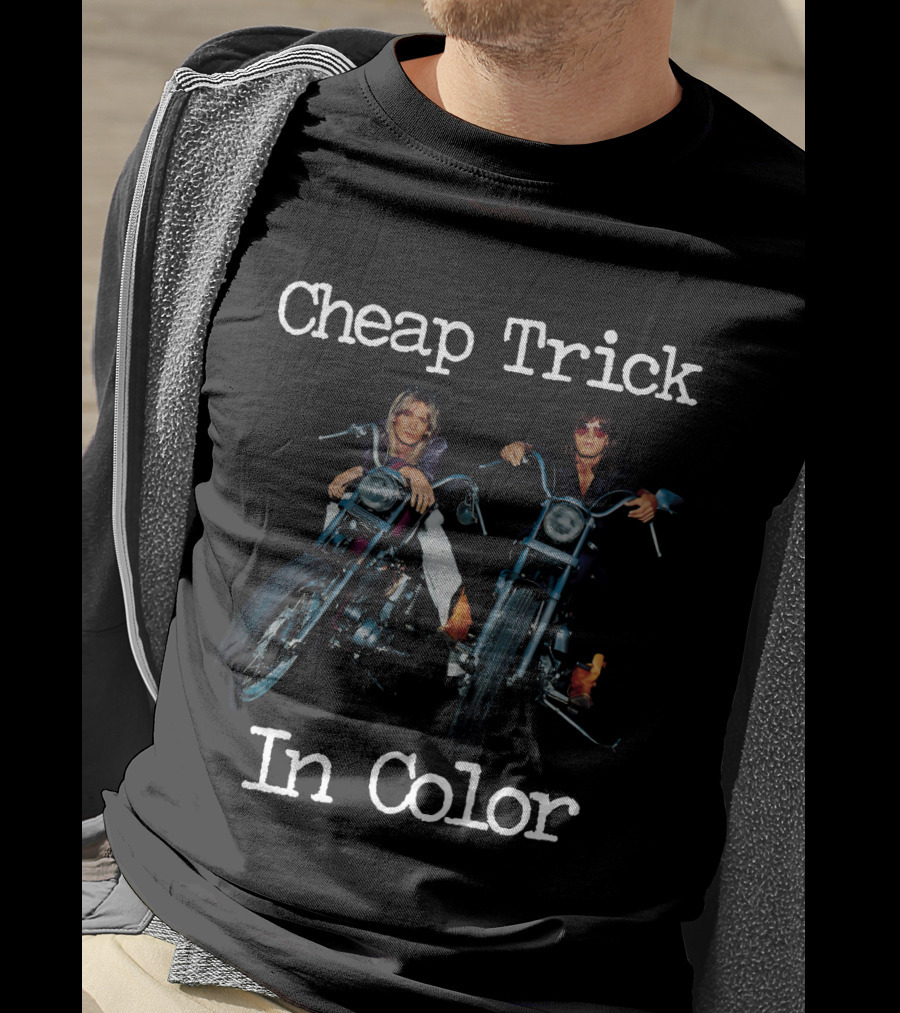 Cheap Trick In Color Motorcycle Duo T-Shirt