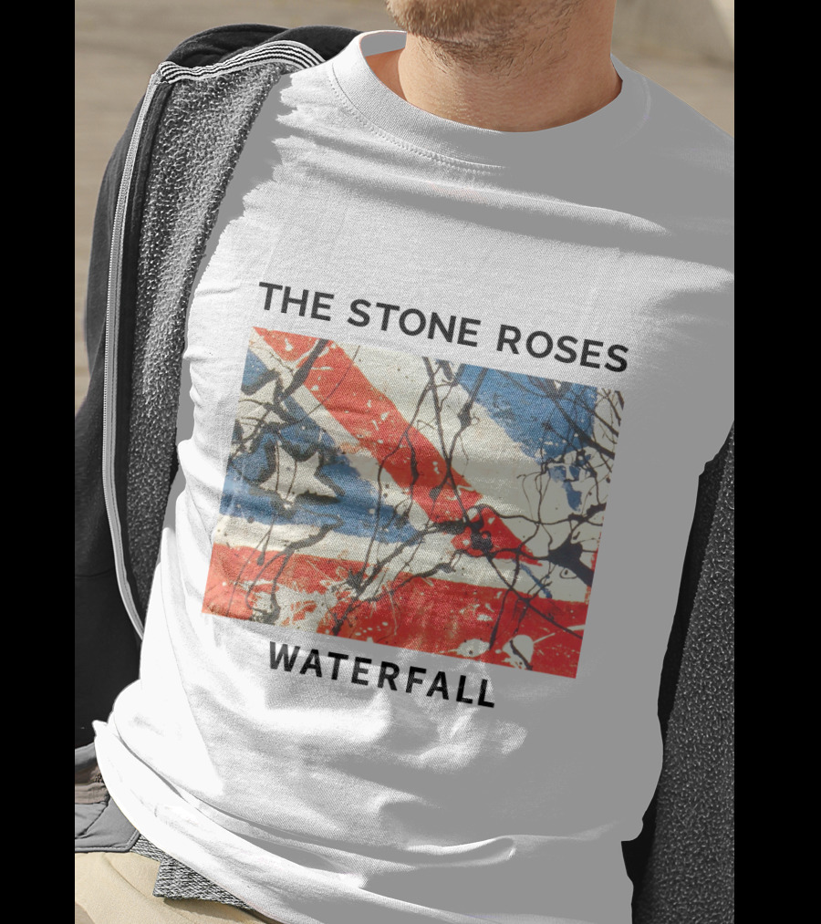 The Stone Roses Waterfall Union Jack Splatter Art T-Shirt