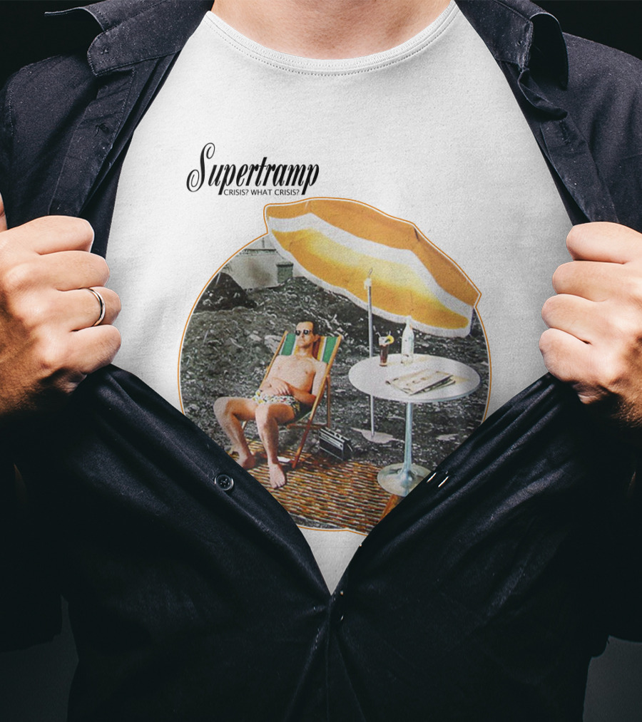 Supertramp Crisis? What Crisis? 1975 Album Art Beach Scene T-Shirt