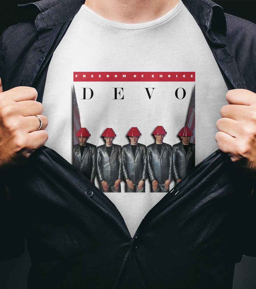 Freedom Of Choice Devo Red Hat Band Members T-Shirt