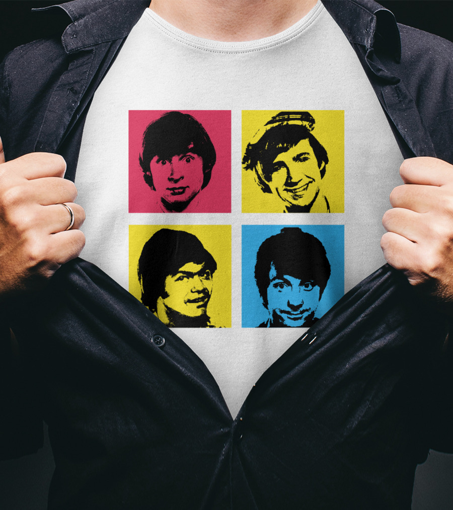 Pop Art Faces In Red Yellow Blue T-Shirt