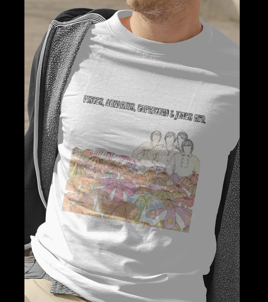 Pisces Aquarius Capricorn & Jones Ltd Vintage Album Art Floral T-Shirt