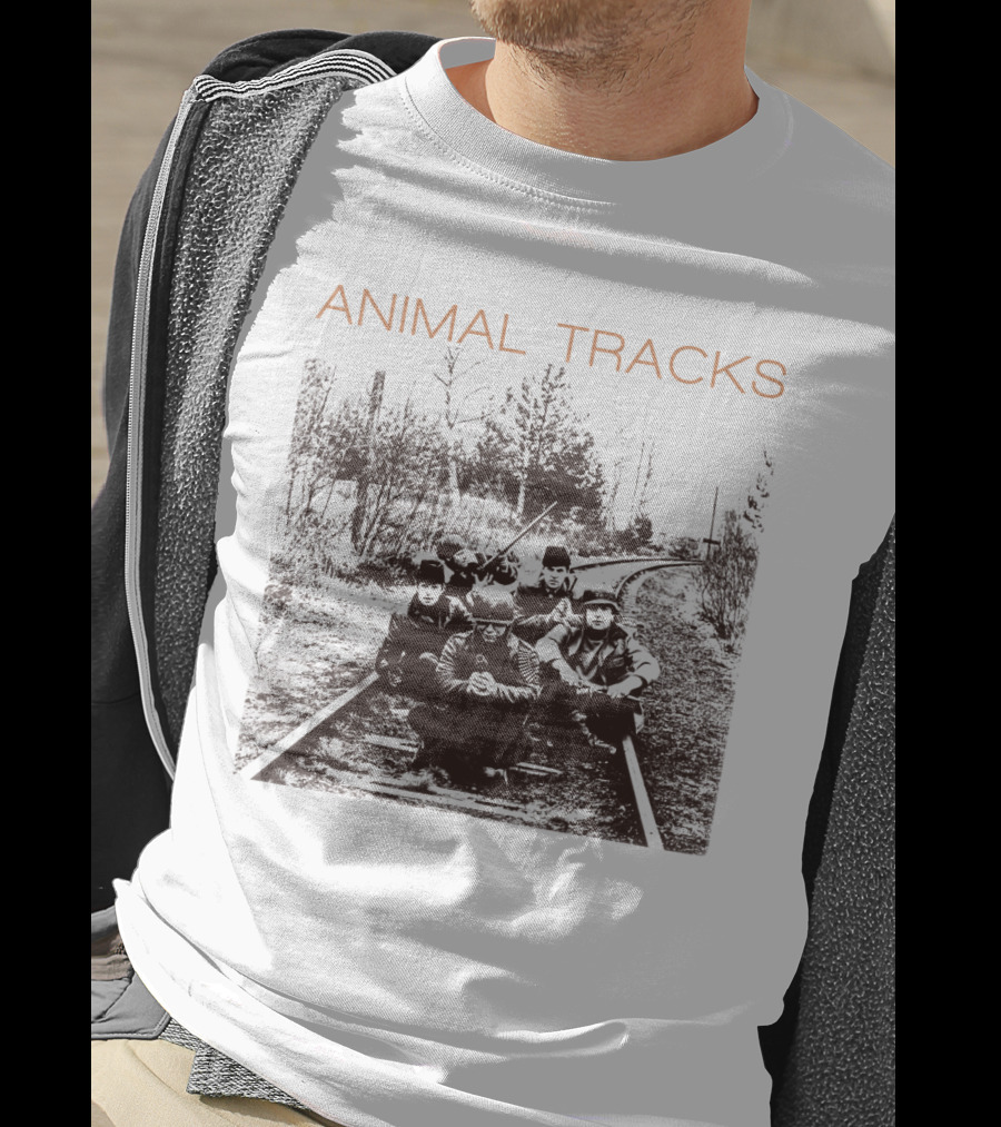 Animal Tracks Vintage Railroad Photo T-Shirt