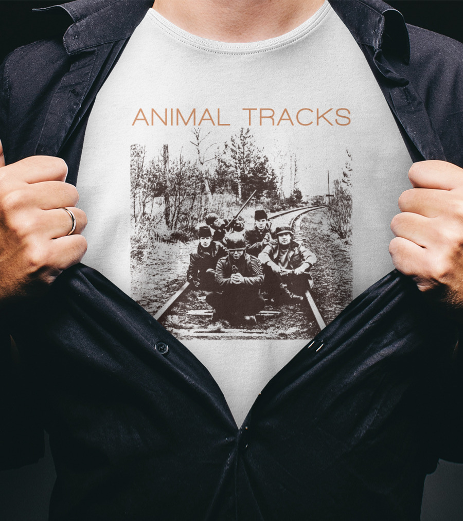 Animal Tracks Vintage Railroad Photo T-Shirt