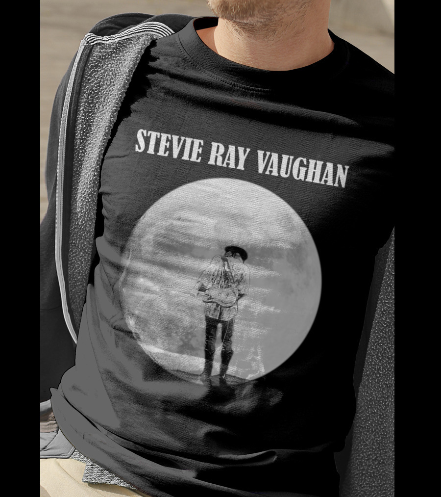 Stevie Ray Vaughan Moon Guitar Silhouette T-Shirt