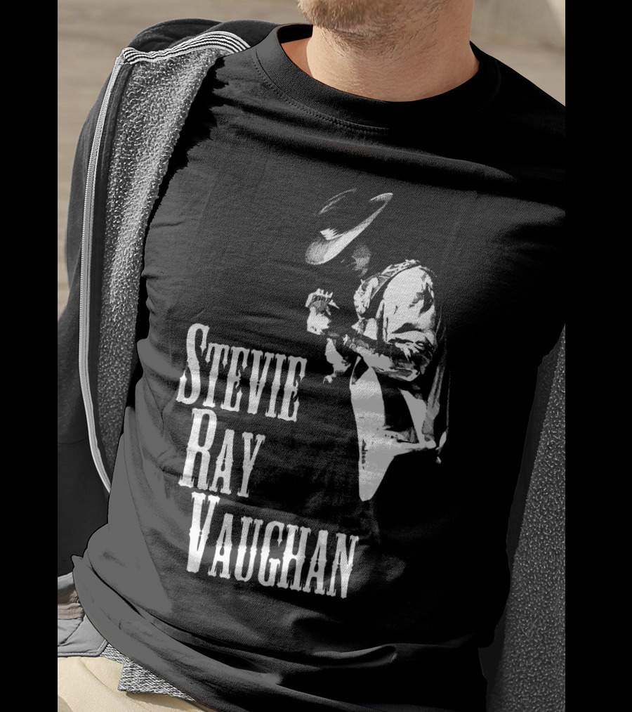 Stevie Ray Vaughan Black And White Silhouette T-Shirt