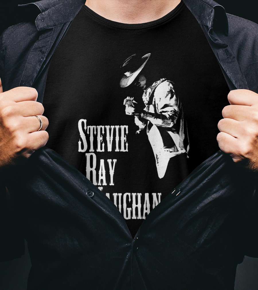 Stevie Ray Vaughan Black And White Silhouette T-Shirt