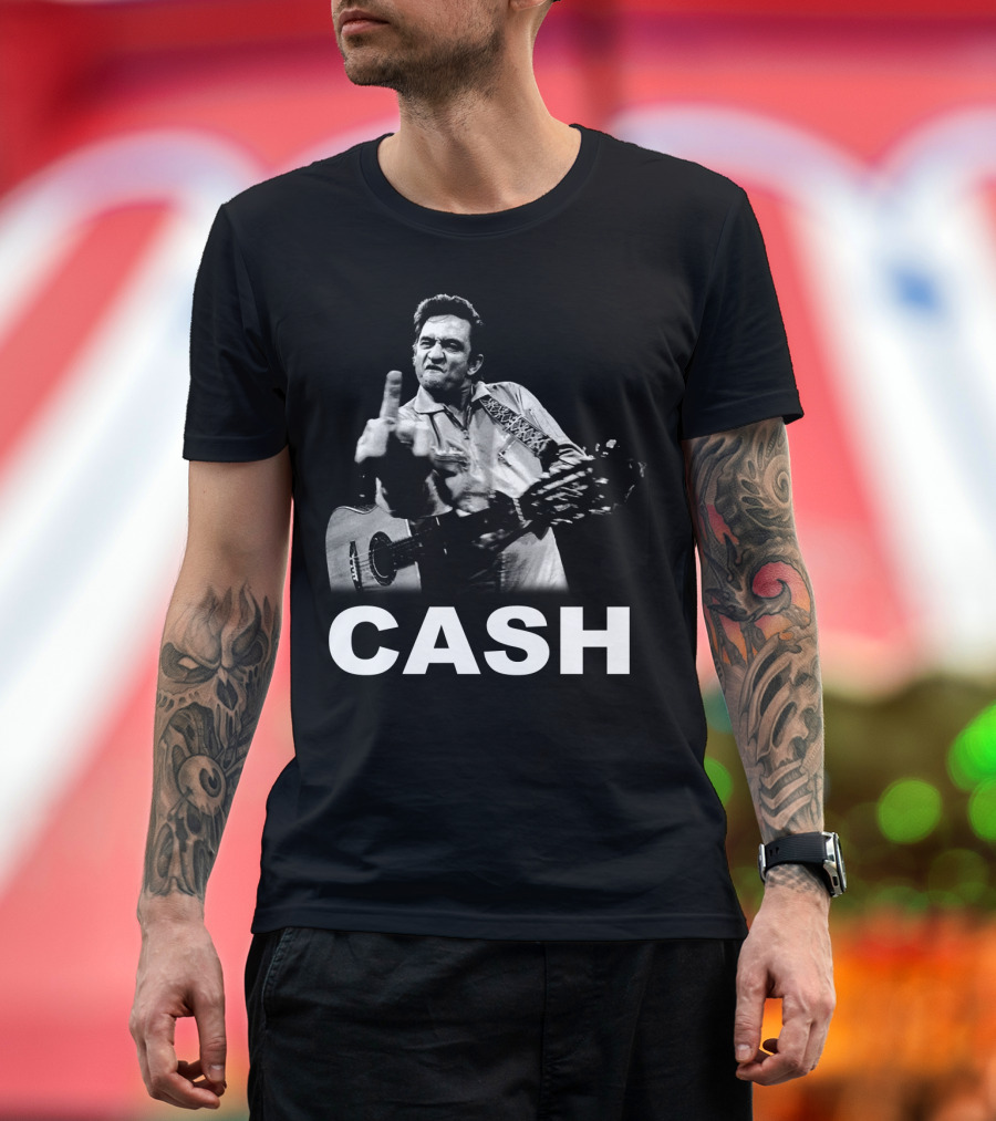 Cash Middle Finger Guitar Iconic Pose T-Shirt