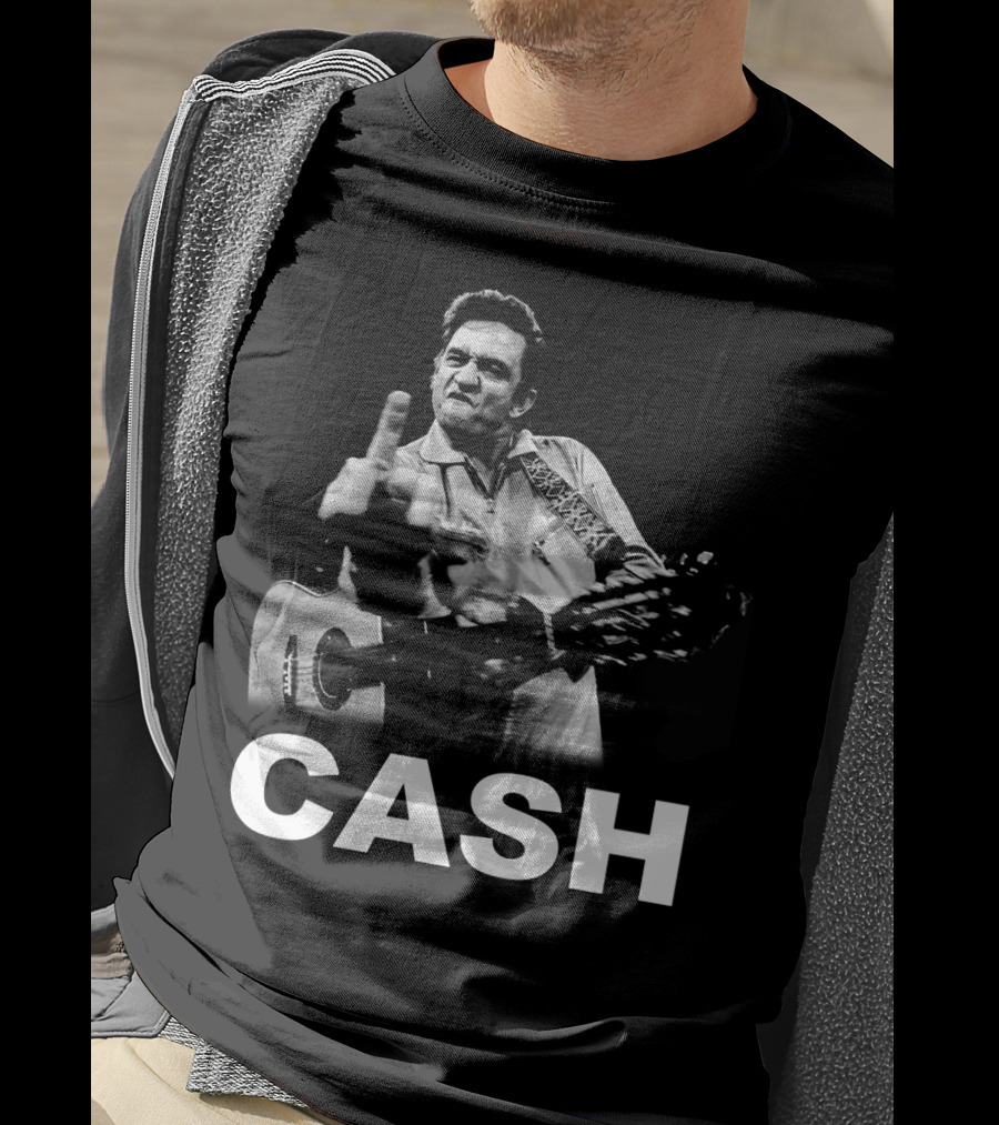 Cash Middle Finger Guitar Iconic Pose T-Shirt