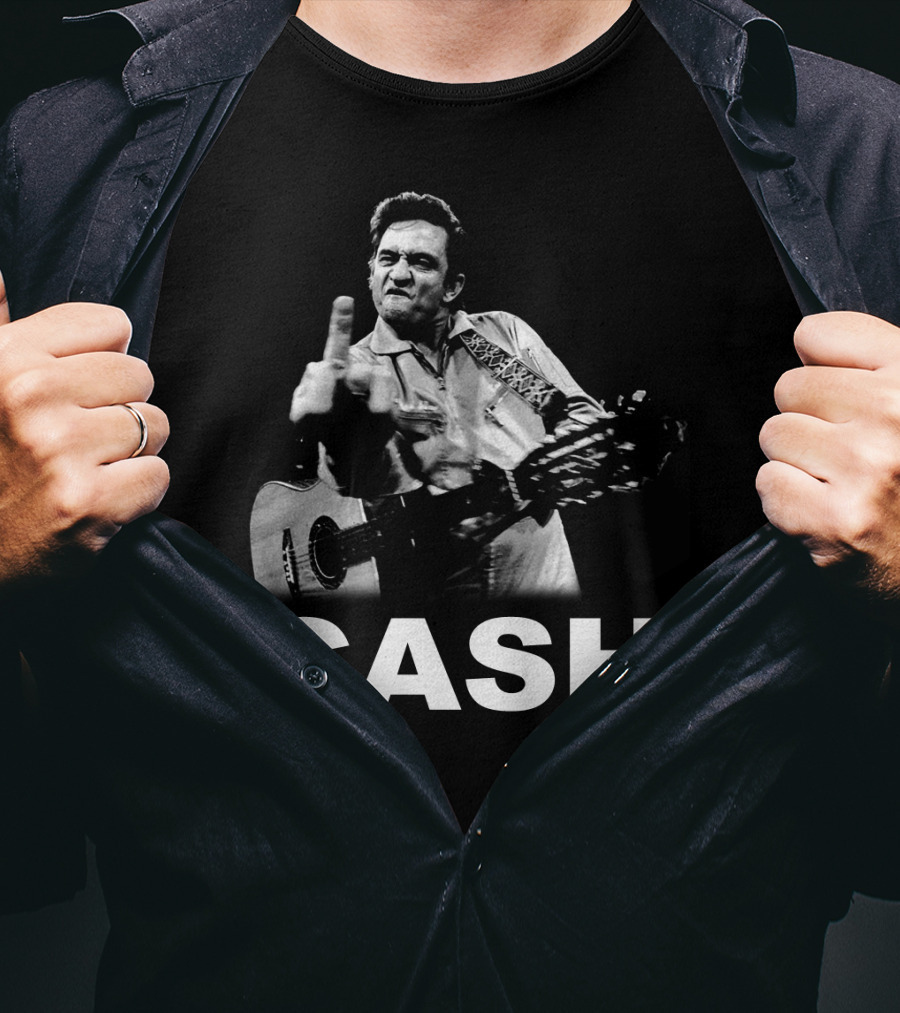 Cash Middle Finger Guitar Iconic Pose T-Shirt