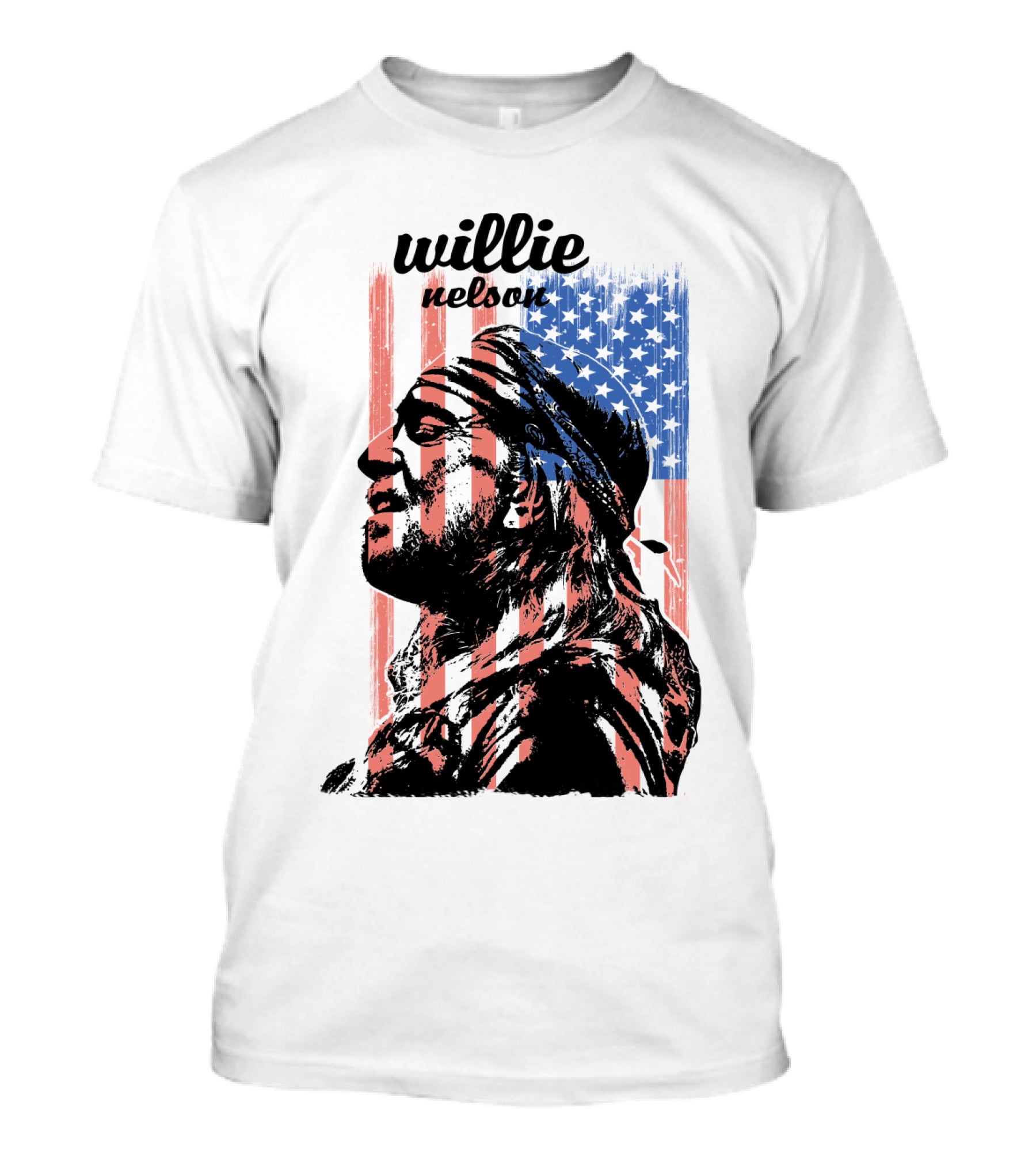 Willie Nelson American Flag Profile T-Shirt