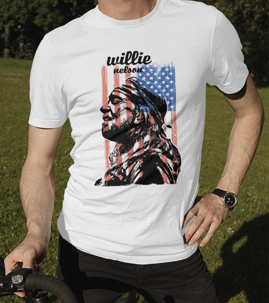 Willie Nelson American Flag Profile T-Shirt