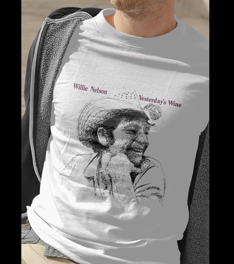 Willie Nelson Yesterday's Wine Portraitcowboy Hat Sketch T-Shirt