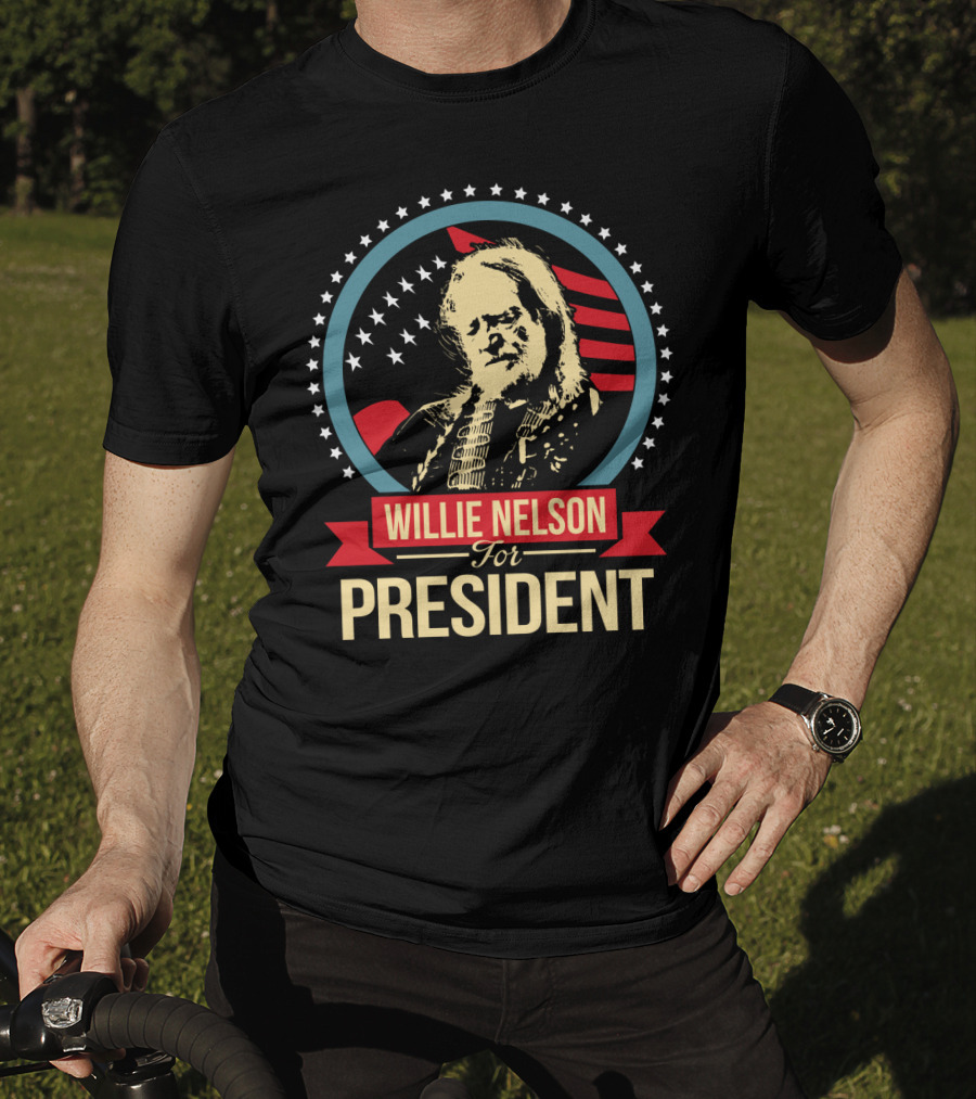 Willie Nelson For President American Flag Stars T-Shirt