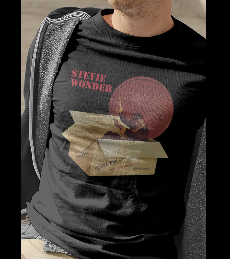 Stevie Wonder Signed Sealed & Delivered Album Cover T-Shirt
