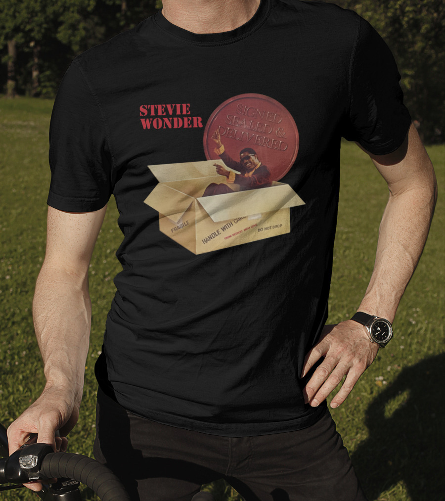 Stevie Wonder Signed Sealed & Delivered Album Cover T-Shirt