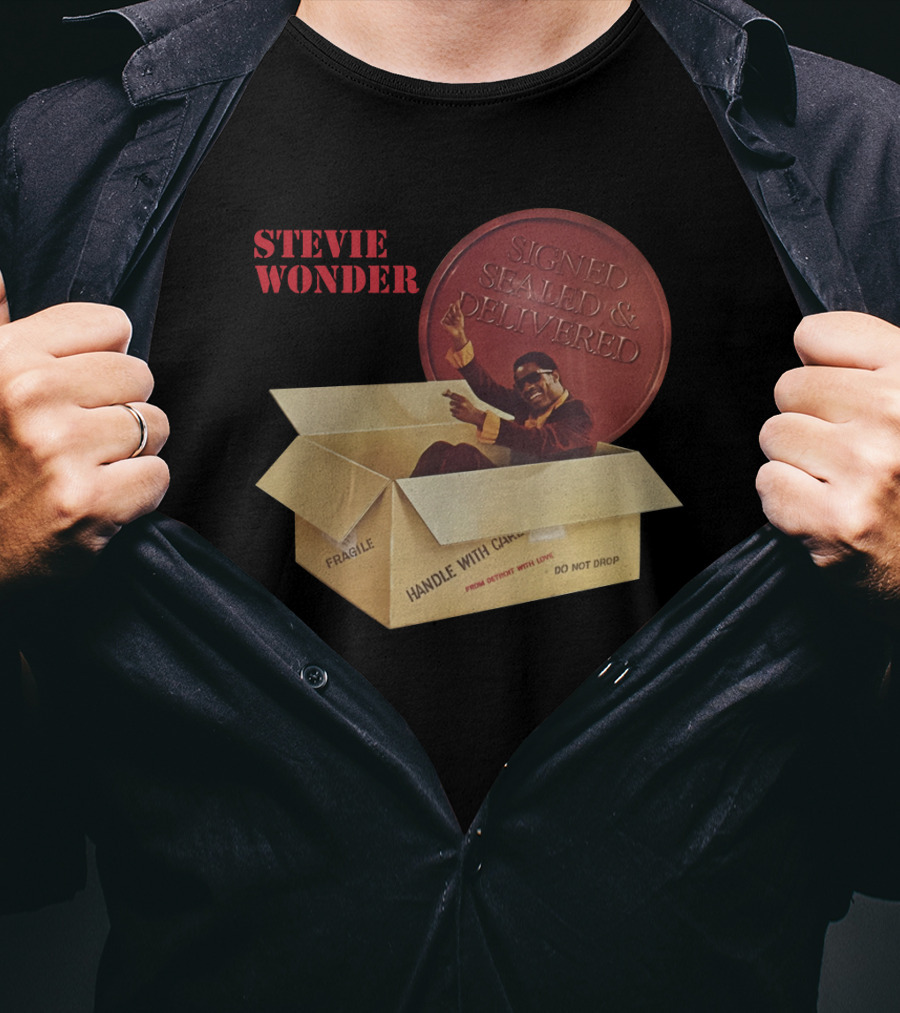 Stevie Wonder Signed Sealed & Delivered Album Cover T-Shirt